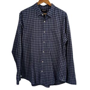 Bonobos Slim Fit Plaid Flannel Long Sleeve Button Up Shirt Size XL Stretch Blue